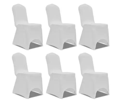 Krēslu Pārvalki, 12 Gab., Balts Elastīgs Audums Vidaxl