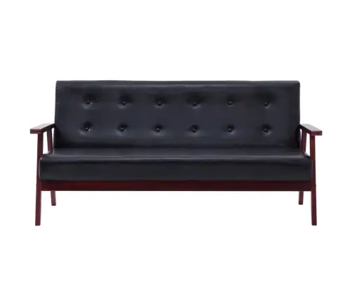 Diivanikomplekt, 3 Tk, Must, Kunstnahk