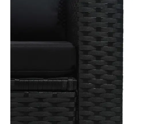 6-Osaline Aiamööblikomplekt Patjadega, Polürotang, Must