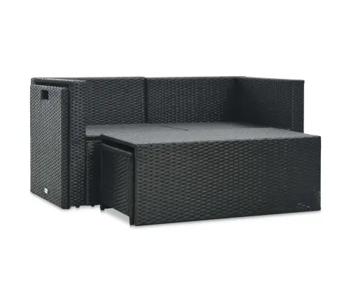 6-Osaline Aiamööblikomplekt Patjadega, Polürotang, Must