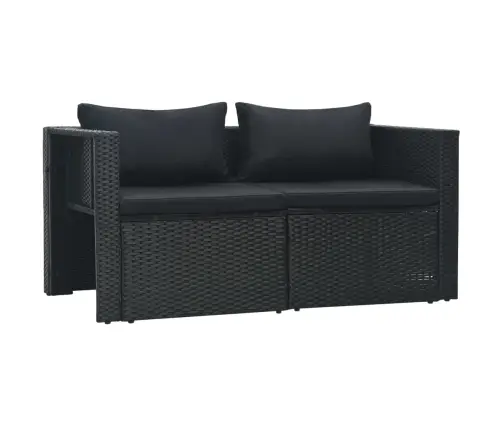 6-Osaline Aiamööblikomplekt Patjadega, Polürotang, Must