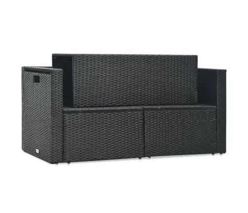 6-Osaline Aiamööblikomplekt Patjadega, Polürotang, Must