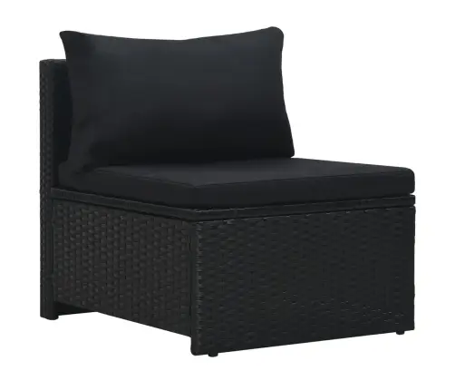 6-Osaline Aiamööblikomplekt Patjadega, Polürotang, Must