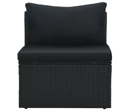 6-Osaline Aiamööblikomplekt Patjadega, Polürotang, Must