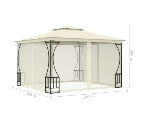 Dārza Nojume Ar Tīklu, 300X300X265 Cm, Krēmkrāsas Vidaxl