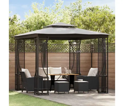 Dārza Nojume Ar Tīklu, 300X300X265 Cm, Antracītpelēka Vidaxl