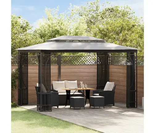 Pavėsinė Su Tinkleliu, Antracito Spalvos, 300X400X265Cm