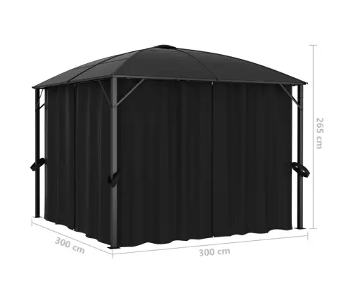 Pavėsinė Su Užuolaidomis, Antracito Spalvos, 300X300X265Cm