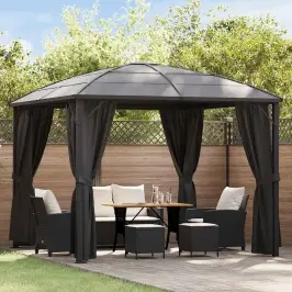 Pavėsinė Su Užuolaidomis, Antracito Spalvos, 300X300X265Cm