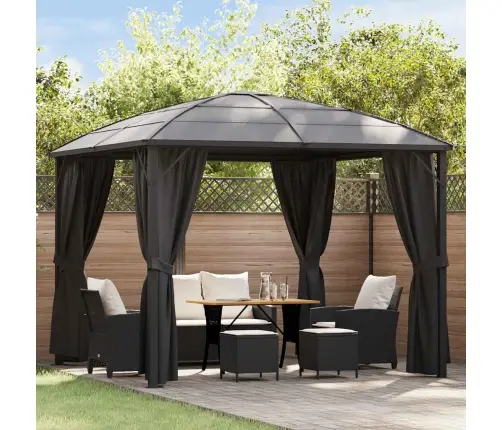 Pavėsinė Su Užuolaidomis, Antracito Spalvos, 300X300X265Cm