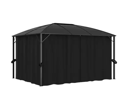 Dārza Nojume Ar Aizkariem, 400X300X265 Cm, Antracītpelēka Vidaxl