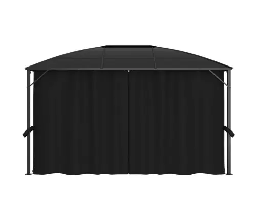 Dārza Nojume Ar Aizkariem, 400X300X265 Cm, Antracītpelēka Vidaxl