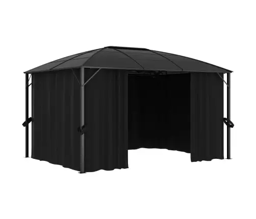 Dārza Nojume Ar Aizkariem, 400X300X265 Cm, Antracītpelēka Vidaxl