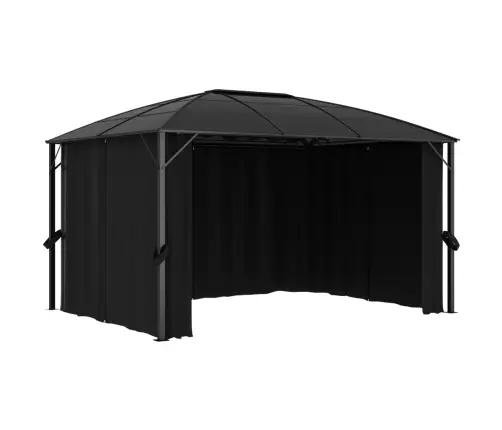 Dārza Nojume Ar Aizkariem, 400X300X265 Cm, Antracītpelēka Vidaxl