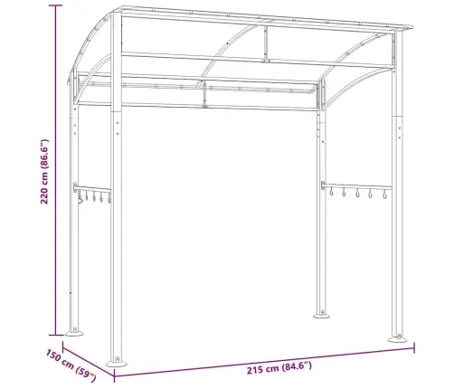 Grilli Varikatus 215 X 150 X 220 cm Antratsiithall, Teras