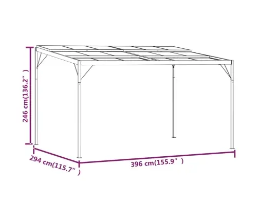 Lapene Ar Jumtu, 4X3X2,5 M, Alumīnijs Un Tērauds Vidaxl
