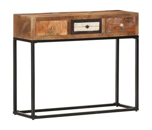 Konsoles Galdiņš, Zeltains, 90X30X75 Cm, Pārstrādāts Masīvkoks Vidaxl