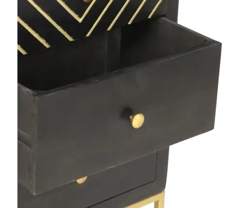Atvilktņu Skapītis, Melna, Zelta Krāsa, 45X30X105Cm, Mango Koks Vidaxl