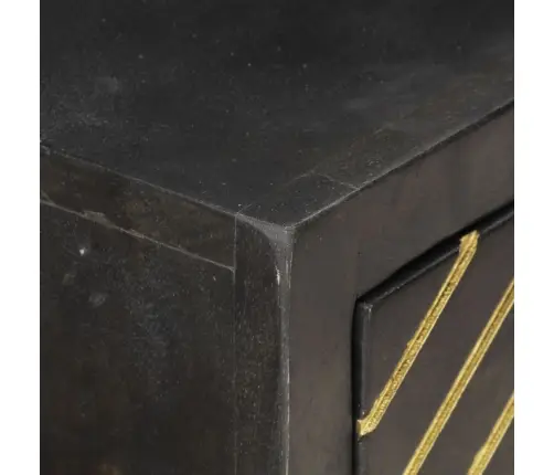 Konsoles Galdiņš, Melns Ar Zeltu, 90X30X75 Cm, Mango Masīvkoks Vidaxl