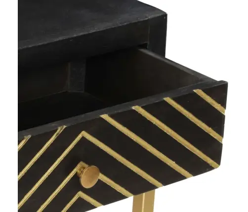 Konsoles Galdiņš, Melns Ar Zeltu, 90X30X75 Cm, Mango Masīvkoks Vidaxl