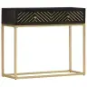 Konsoles Galdiņš, Melns Ar Zeltu, 90X30X75 Cm, Mango Masīvkoks Vidaxl