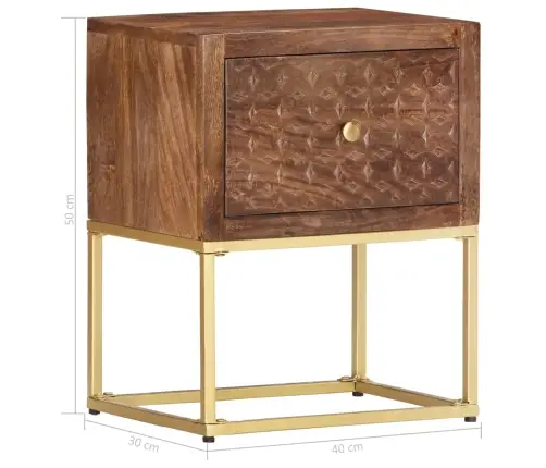 Naktinė Spintelė, 40X30X50cm Mango Medienos Masyvas