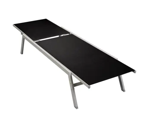 Sauļošanās Zvilnis, Tērauds Un Melns Tekstilēns Vidaxl