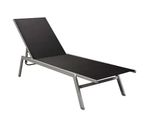 Sauļošanās Zvilnis, Tērauds Un Melns Tekstilēns Vidaxl