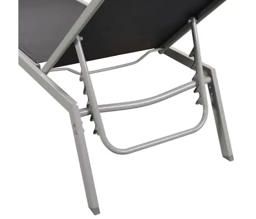 Sauļošanās Zvilnis, Tērauds Un Melns Tekstilēns Vidaxl