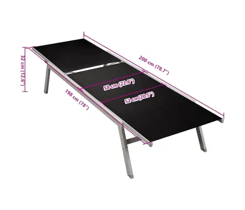 Sauļošanās Zvilnis, Tērauds Un Melns Tekstilēns Vidaxl