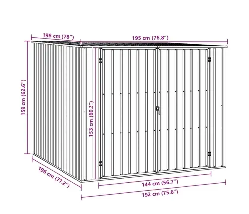 Aiakuur, Roheline, 195 X 198 X 159 cm Tsingitud Teras