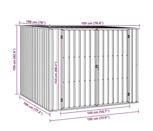 Sodo Pašiūrė, Pilka, 195X198X159cm Galvanizuotas Plienas