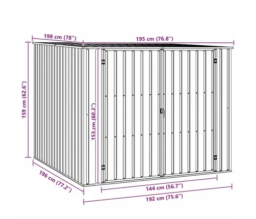Dārza Šķūnis, Brūns, 195X198X159 Cm, Cinkots Tērauds Vidaxl