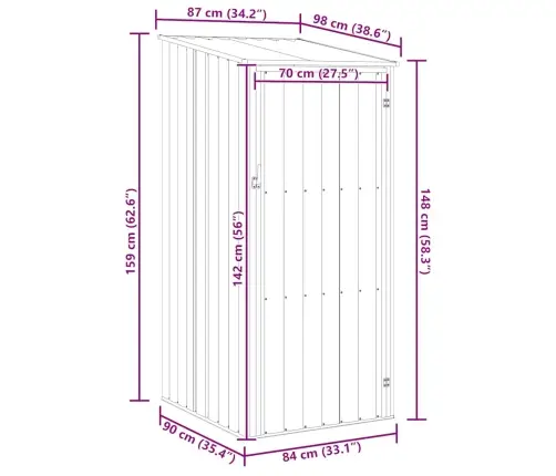 Aiakuur, Roheline, 87 X 98 X 159 cm Tsingitud Teras