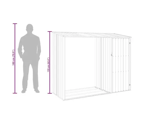 Dārza Šķūnis, Antracītpelēks, 245X98X159 Cm, Cinkots Tērauds Vidaxl