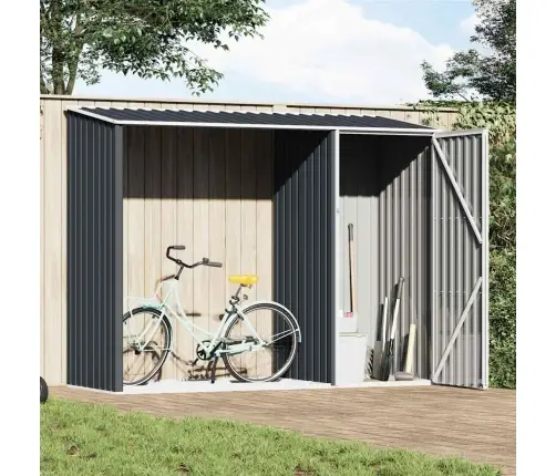 Dārza Šķūnis, Antracītpelēks, 245X98X159 Cm, Cinkots Tērauds Vidaxl