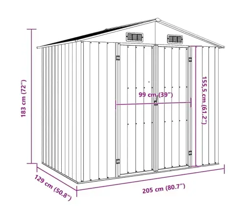 Aiakuur, Hall, 205 X 129 X 183 cm Tsingitud Teras