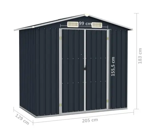 Sodo Pašiūrė, Antracito, 205X129X183cm Galvanizuotas Plienas