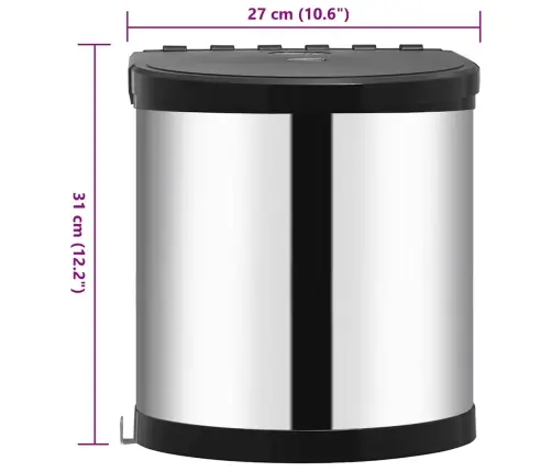 Iebūvējama Virtuves Miskaste, Nerūsējošs Tērauds, 12 L Vidaxl