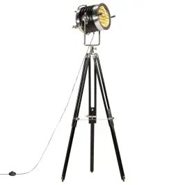 Grīdas Lampa Uz Statīva, Melns Mango Masīvkoks, 171 Cm      Vidaxl