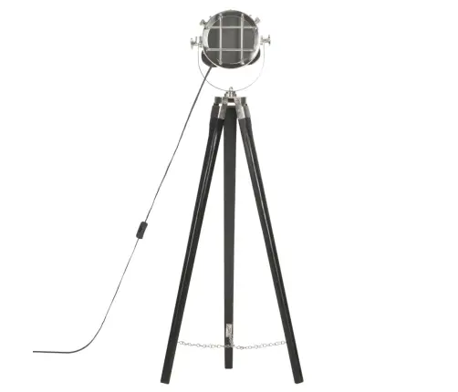 Grīdas Lampa Uz Statīva, Melns Mango Masīvkoks, 97 Cm        Vidaxl