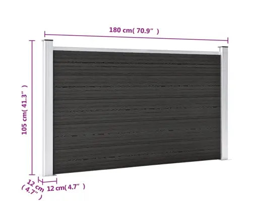 Dārza Žogs, Pelēks, 180X105 Cm, Wpc Vidaxl