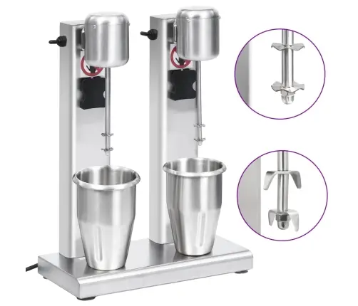 Piena Kokteiļu Mikseris, 2 Kausi, 2 L, Nerūsējošs Tērauds Vidaxl