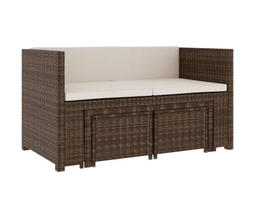 Poilsio Baldų Komplektas Su Pagalvėmis, 5 Dalių, Rudas, Ratanas