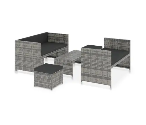 5-Daļīgs Dārza Mēbeļu Komplekts Ar Matračiem, Pelēks Pe Vidaxl