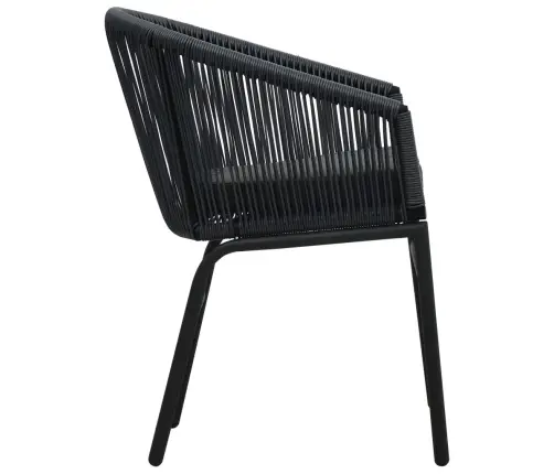 3-Daļīgs Bistro Mēbeļu Komplekts, Matrači, Melna Pe Rotangpalma   Vidaxl