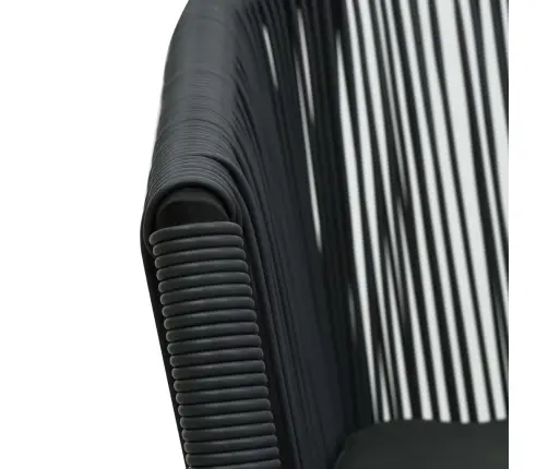 3-Daļīgs Bistro Mēbeļu Komplekts, Matrači, Melna Pe Rotangpalma   Vidaxl