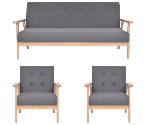 3-Osaline Diivanikomplekt, Kangast, Tumehall