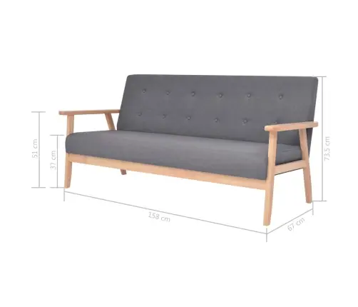 3-Osaline Diivanikomplekt, Kangast, Tumehall