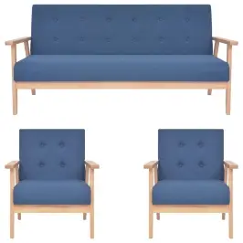 Dīvānu Komplekts, 3 Gab., Zils Audums Vidaxl